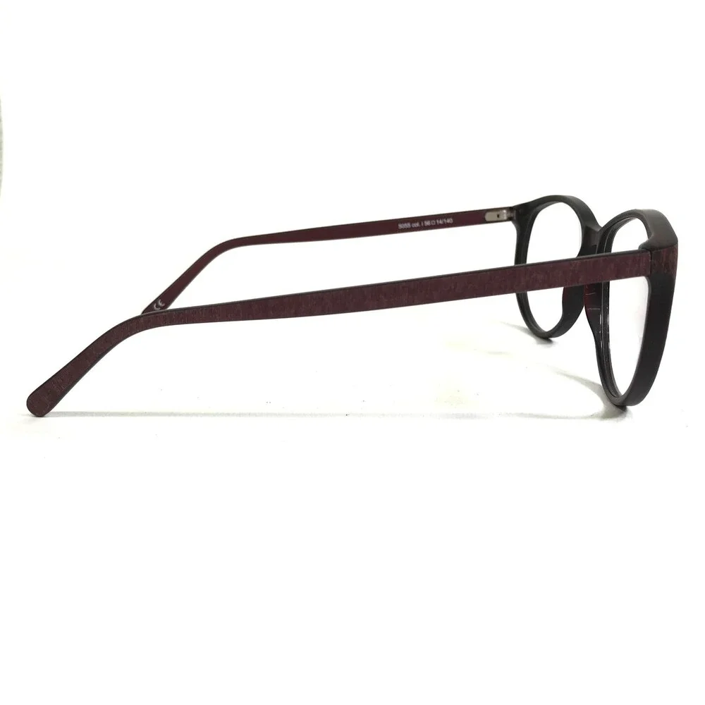 Andy Wolf Eyeglasses Frames 5055 col. i Burgundy Red Wood Grain Round 56-14-140